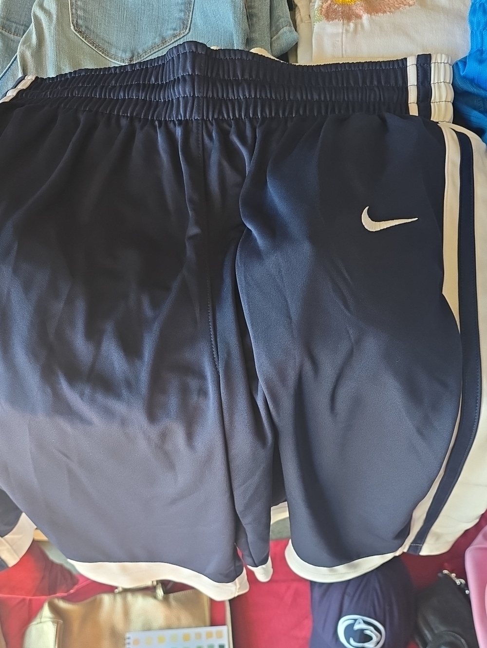 Nike Navy Shorts with White Trim and Swoosh